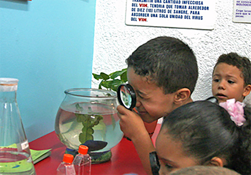 Children learning about mosquitos