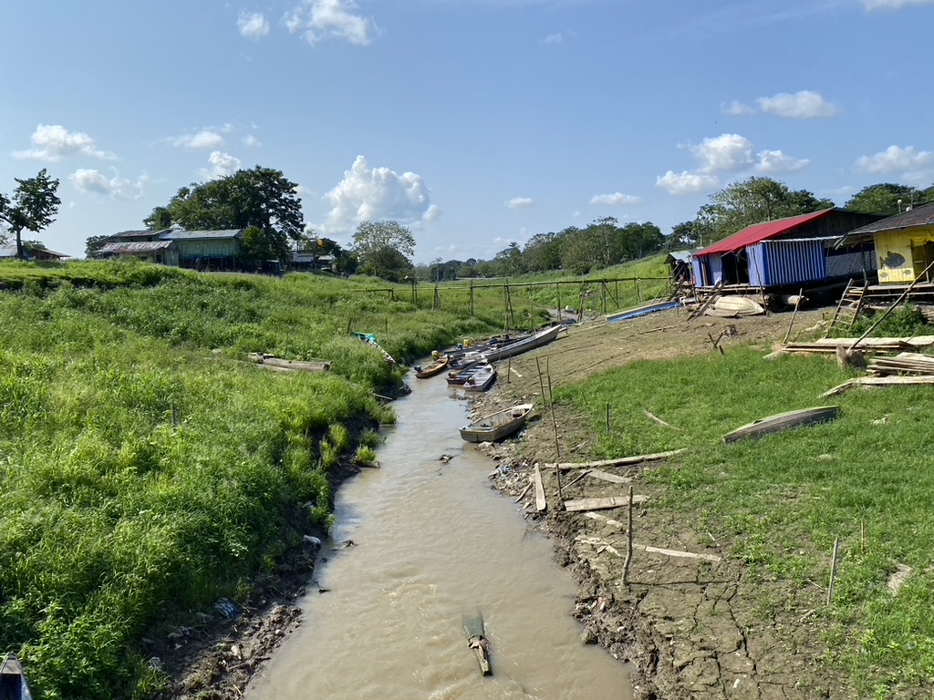 View of Amazon channel on walk to boat launch, Sept 2023
