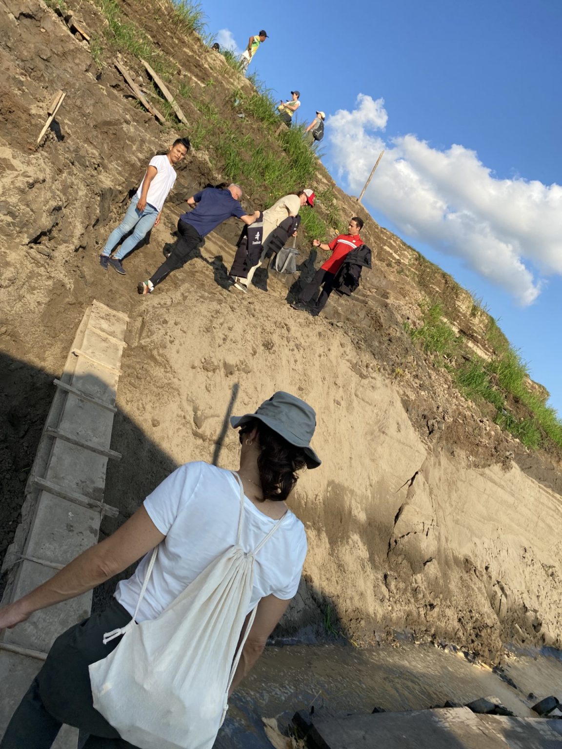 CALS' Jennifer Kushner climbs up from the boat launch, Sept 2023