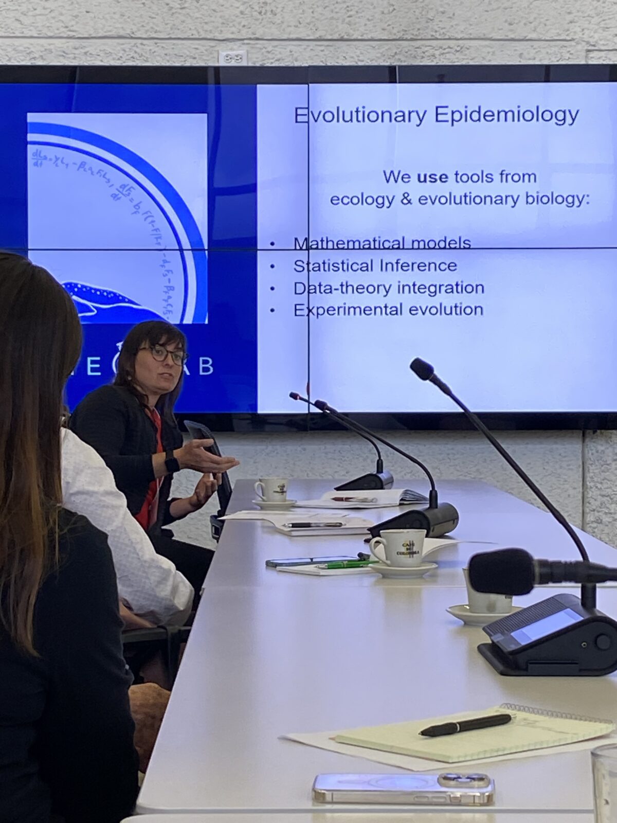 UW Madison Professor Jessica Hite sharing information at UNAL Bogota campus, Sept 2023