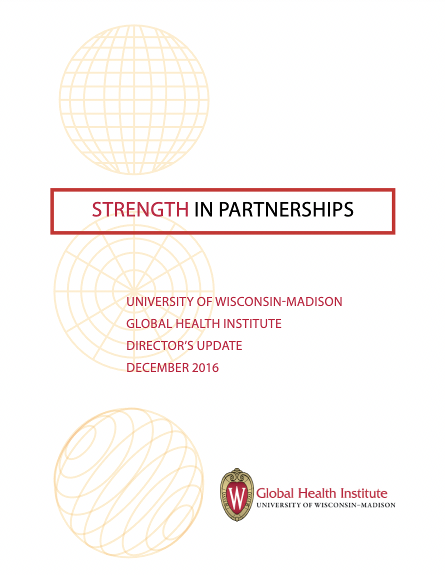 2015-16 GHI Annual Report, red & black text on a white background with yellow lined circles