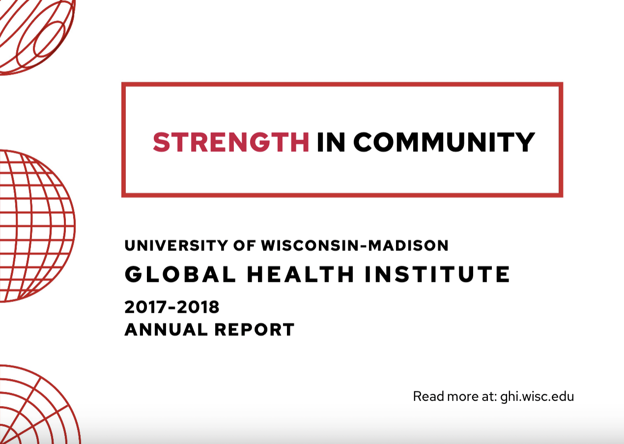 2017-18 GHI Annual Report, red & black text on a white background with red lined circles