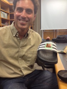 Dr, Tony Goldberg holds a finished holoflop.