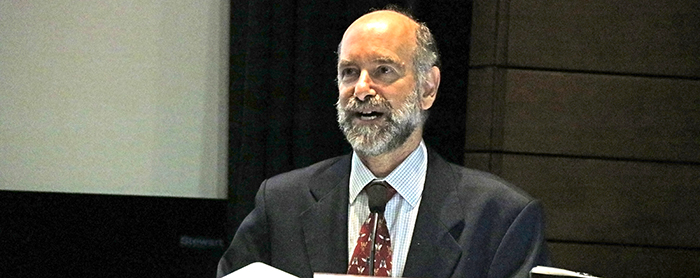 Jonathan Patz speaks from the podium.