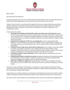 ANNOUNCEMENT: GHI DIRECTOR TRANSITION