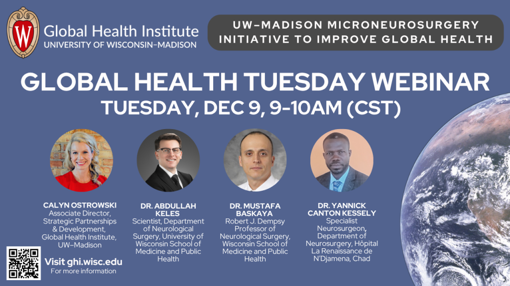 GHI Webinar graphic for Dec 9, 2025 with four photos of panelists and a globe